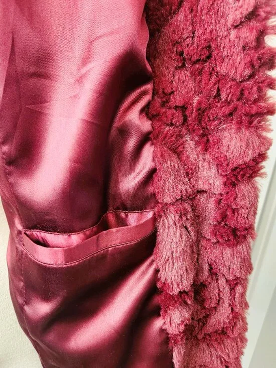 Dennis Basso Vintage Burgundy Faux Mink Fur Coat Size 1X - Picture 6 of 8